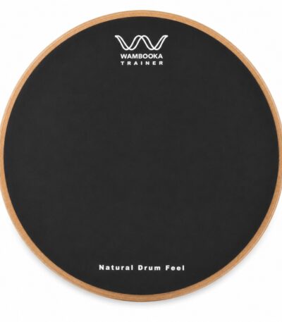 Wambooka Trainer Pad 12″ — Drum Practice Pad with Wooden Base, Hand-Rounded Edge, Silent Rebound, Carry Case Included