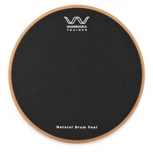 Wambooka Trainer Pad 12″ — Drum Practice Pad with Wooden Base, Hand-Rounded Edge, Silent Rebound, Carry Case Included
